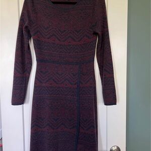 Prana Burgundy and Navy Sweater Dress
